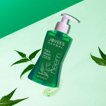 Jovees Herbal Neem Face Wash For Clear Skin with Neem & Tea Tree Ext | Gentle For Oily & Acne-Prone Skin | Controls Oil, Pimples and Dark Spots | Acne Control Cleanser For All Skin Type - 300ml